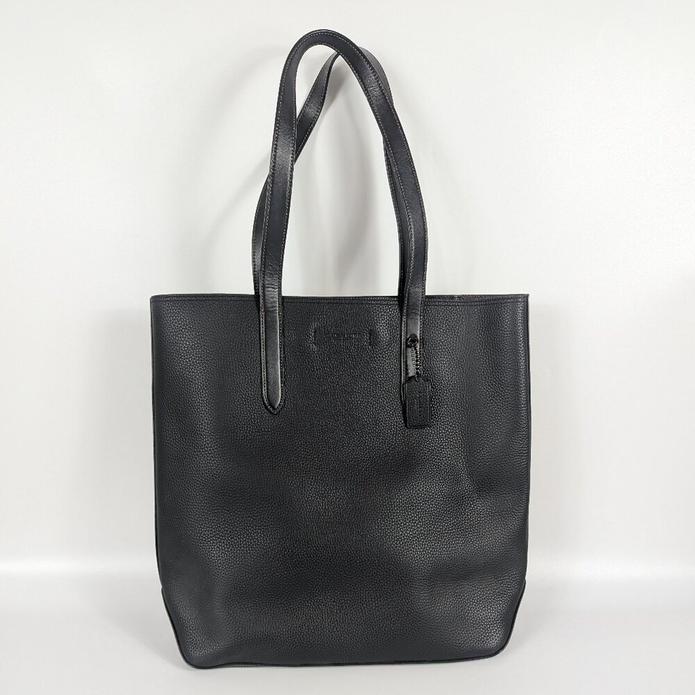 COACH Gotham Tall Tote 34 Unisex Bag Black Pebbled Leather Laptop Friendly EUC!